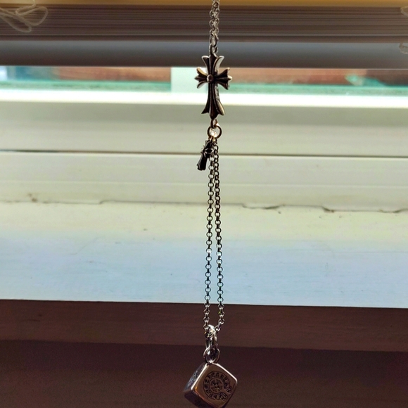dice/ double cross necklace - chrome hearts